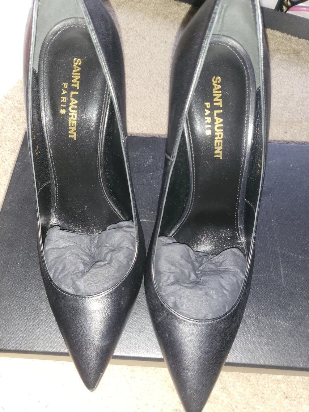 Saint Laurent Black Opyum Pointed-Toe Leather Pumps - Picture 3 of 7